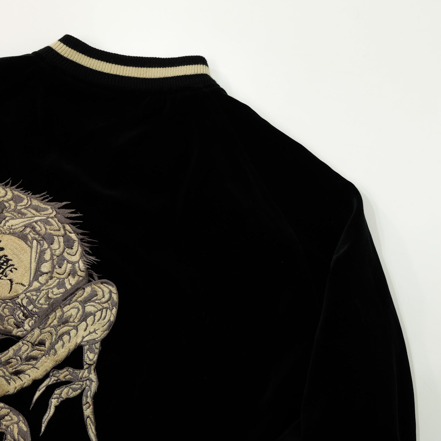 CROWS × WORST Kuzugami Tatsuo Dragon Velvet Reversible Sukajan Jacket | Black Gold Dragon × Red Satin | Japanese Manga Streetwear | Size L