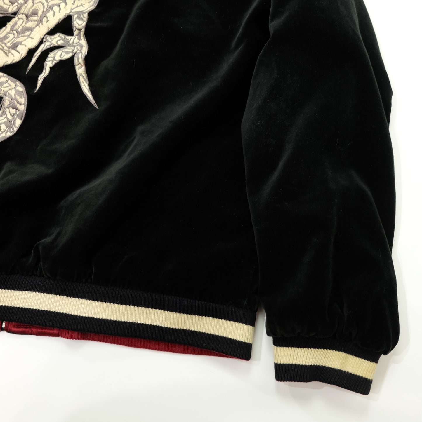 CROWS × WORST Kuzugami Tatsuo Dragon Velvet Reversible Sukajan Jacket | Black Gold Dragon × Red Satin | Japanese Manga Streetwear | Size L