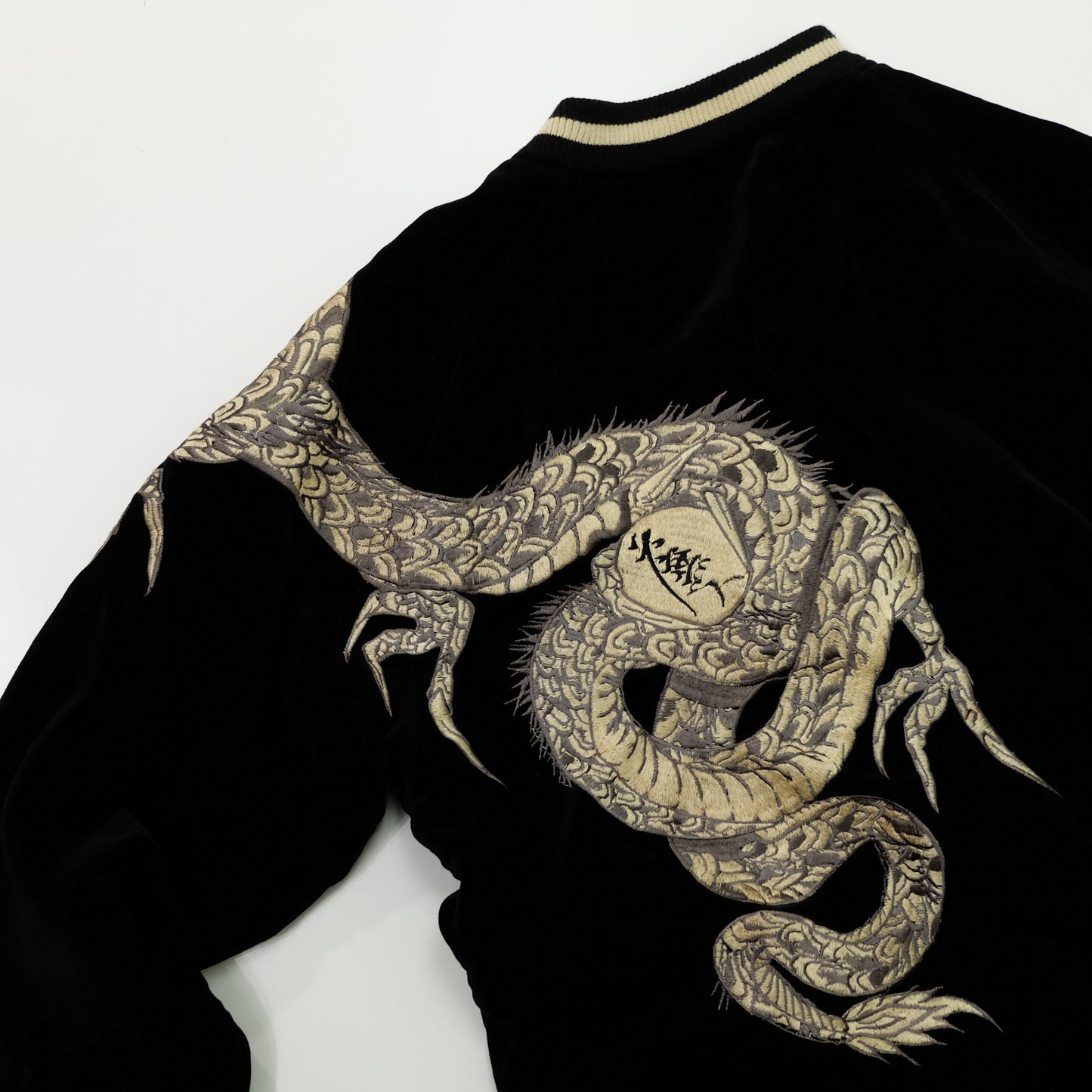 CROWS × WORST Kuzugami Tatsuo Dragon Velvet Reversible Sukajan Jacket | Black Gold Dragon × Red Satin | Japanese Manga Streetwear | Size L