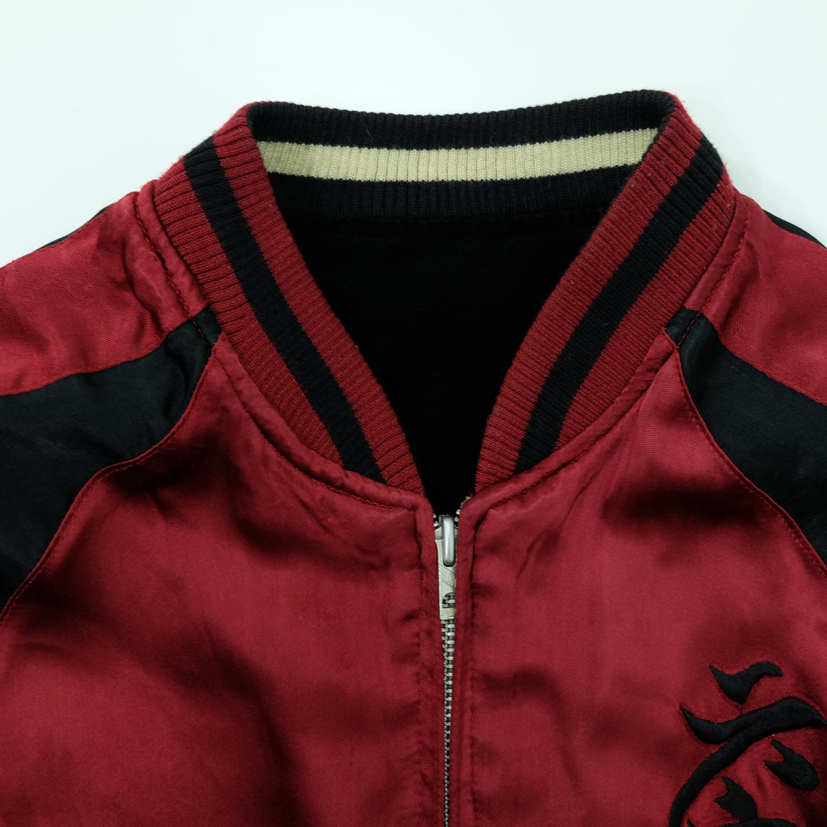 CROWS × WORST Kuzugami Tatsuo Dragon Velvet Reversible Sukajan Jacket | Black Gold Dragon × Red Satin | Japanese Manga Streetwear | Size L