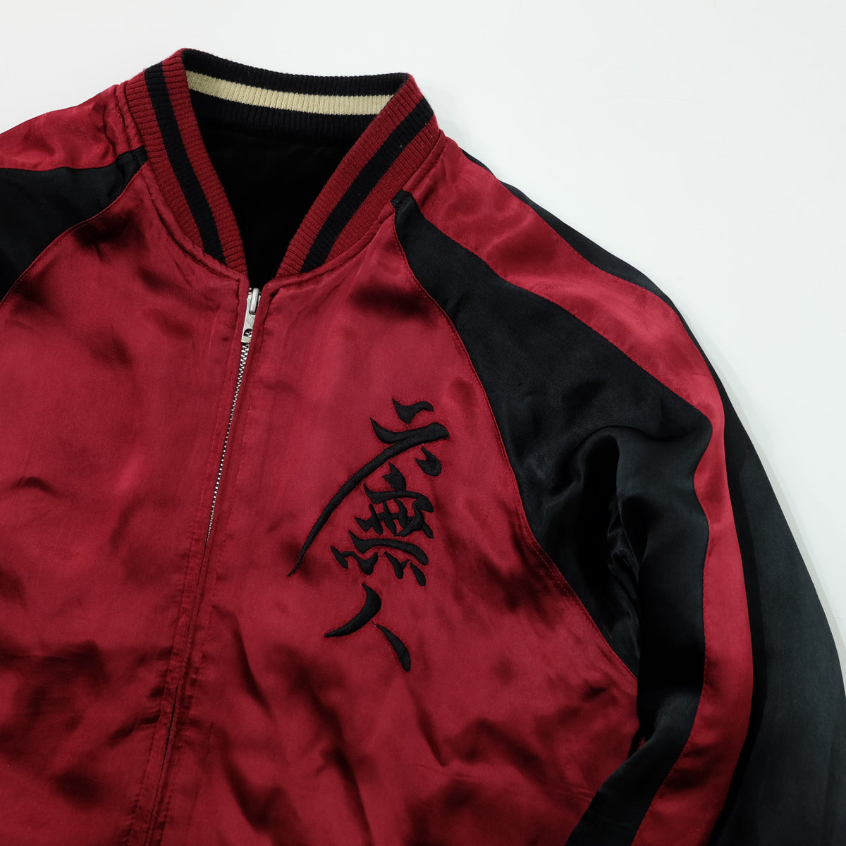 CROWS × WORST Kuzugami Tatsuo Dragon Velvet Reversible Sukajan Jacket | Black Gold Dragon × Red Satin | Japanese Manga Streetwear | Size L