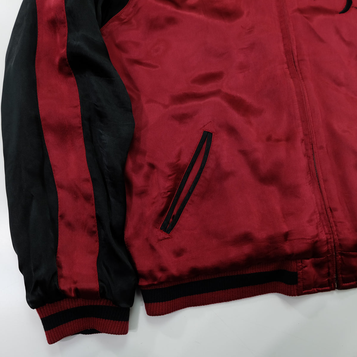 CROWS × WORST Kuzugami Tatsuo Dragon Velvet Reversible Sukajan Jacket | Black Gold Dragon × Red Satin | Japanese Manga Streetwear | Size L