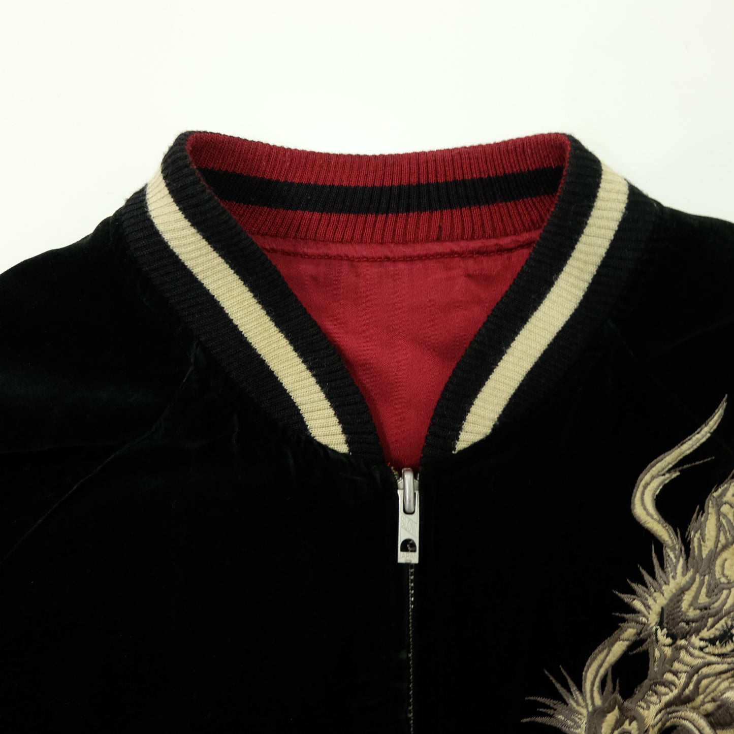 CROWS × WORST Kuzugami Tatsuo Dragon Velvet Reversible Sukajan Jacket | Black Gold Dragon × Red Satin | Japanese Manga Streetwear | Size L