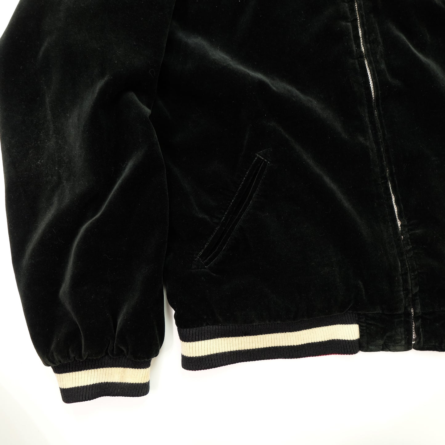 CROWS × WORST Kuzugami Tatsuo Dragon Velvet Reversible Sukajan Jacket | Black Gold Dragon × Red Satin | Japanese Manga Streetwear | Size L