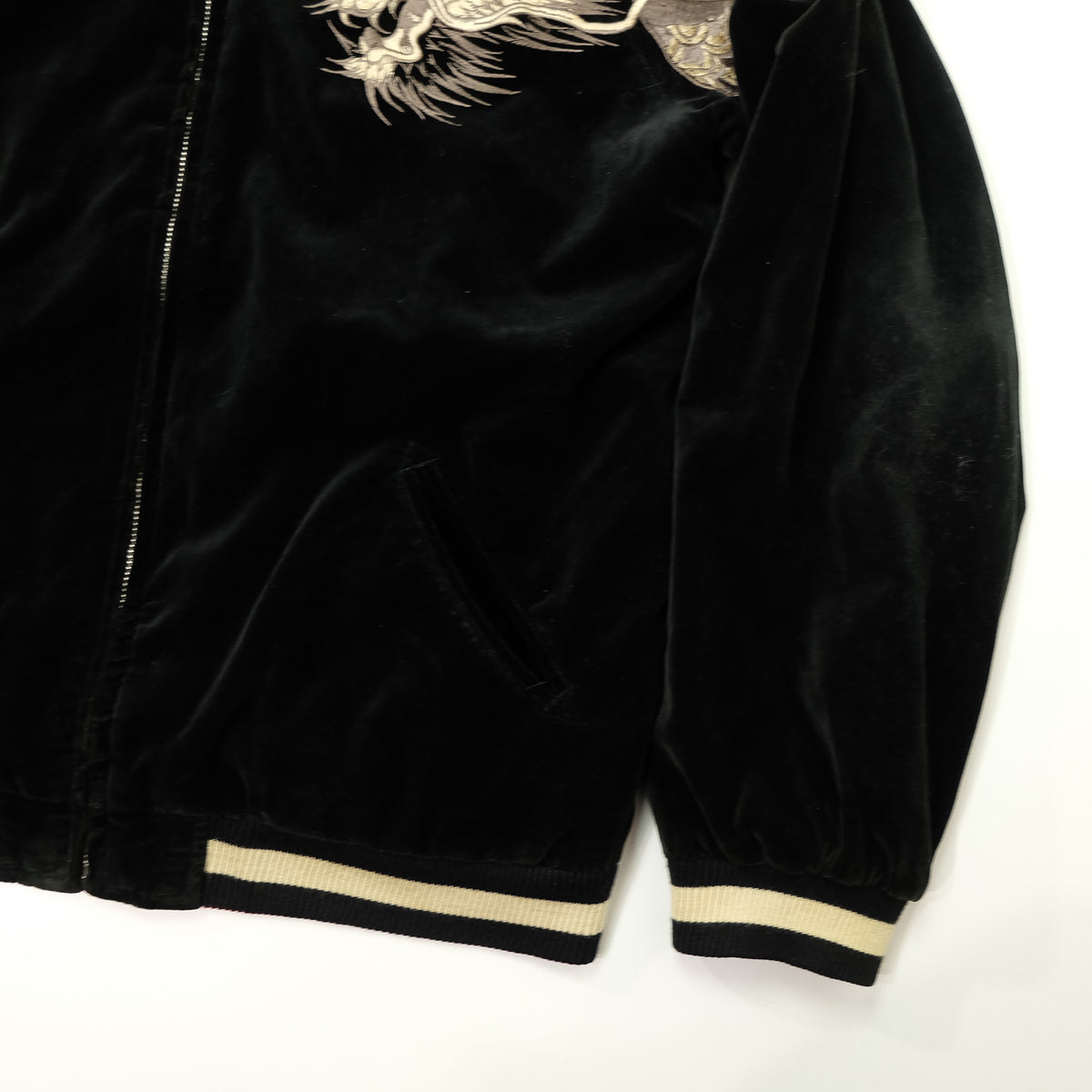 CROWS × WORST Kuzugami Tatsuo Dragon Velvet Reversible Sukajan Jacket | Black Gold Dragon × Red Satin | Japanese Manga Streetwear | Size L