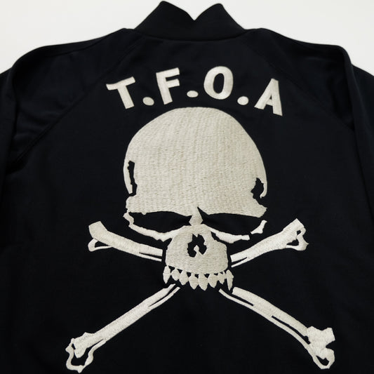CROWS × CROPPED HEADS T.F.O.A Skull Crossbones Embroidered Black Track Jacket | The Front of Armament 武装戦線 Manga Streetwear | Size S