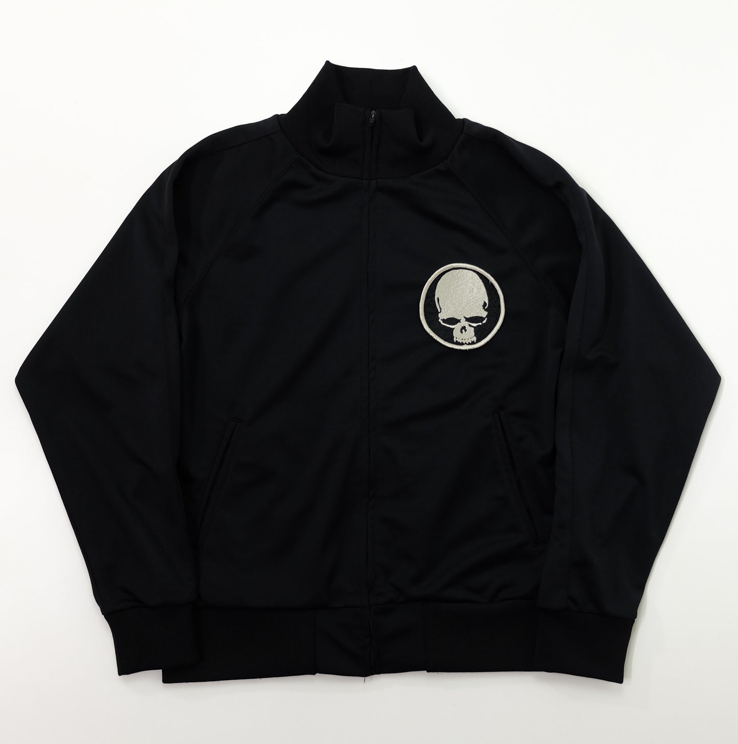 CROWS × CROPPED HEADS T.F.O.A Skull Crossbones Embroidered Black Track Jacket | The Front of Armament 武装戦線 Manga Streetwear | Size S