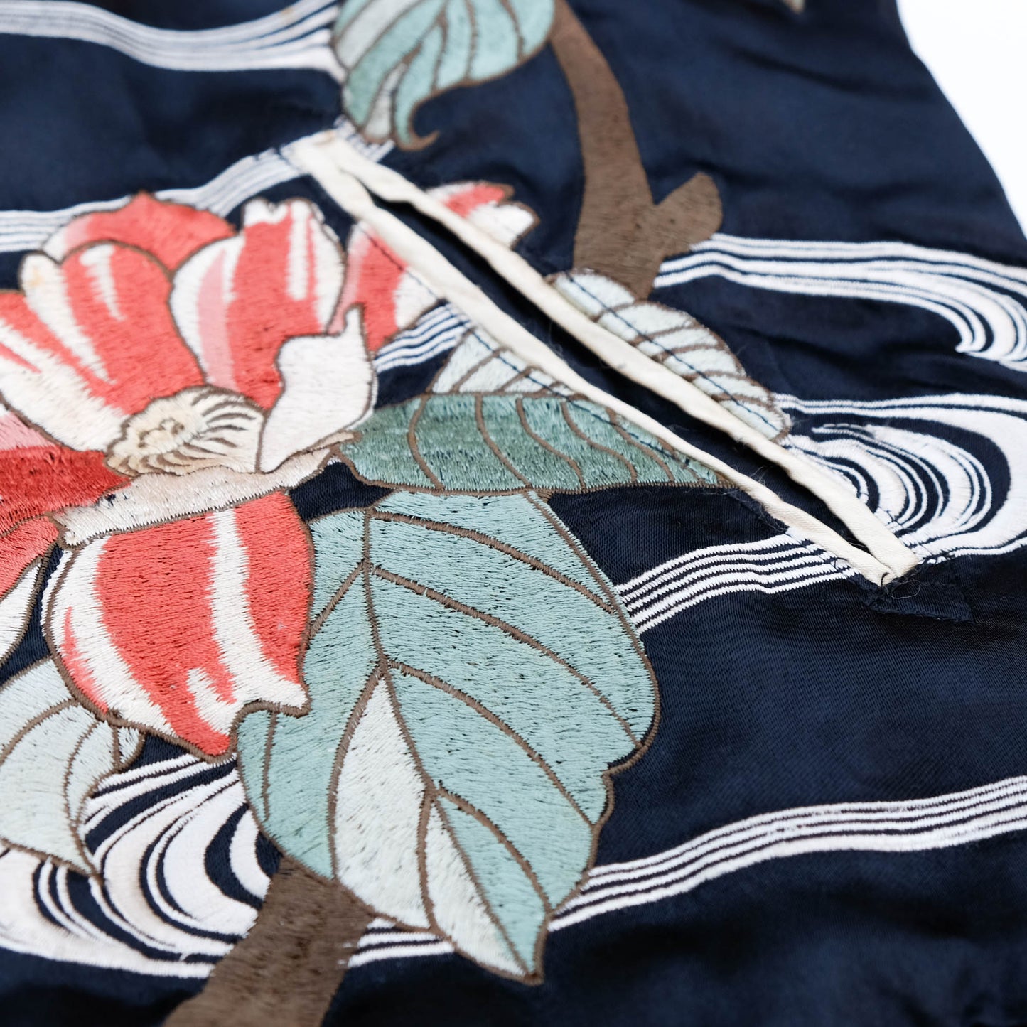 Vintage Reversible Sukajan Jacket Koi Fish Camellia Sakura Goldfish Embroidery Japanese Souvenir Bomber Size L
