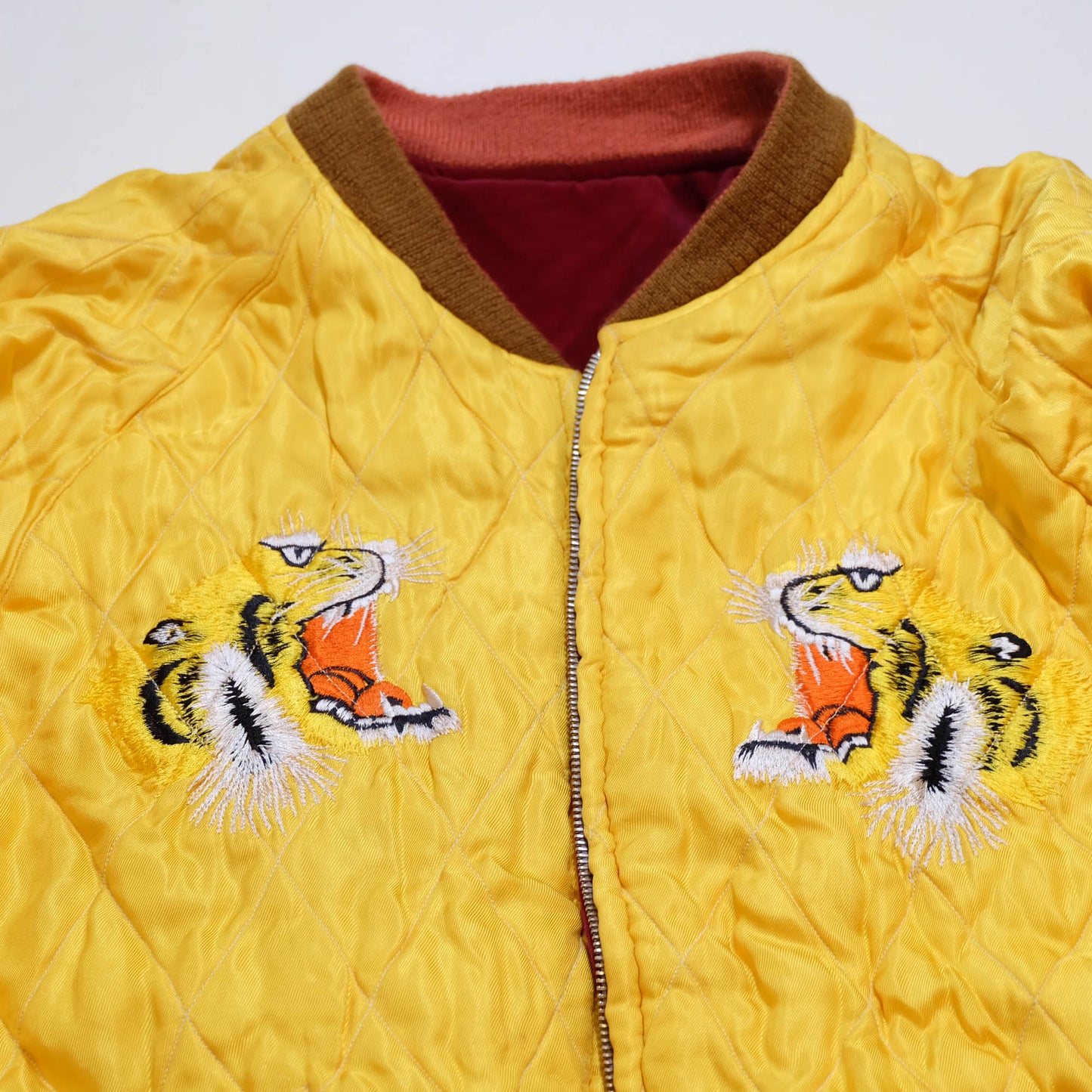 Rare Tailor Toyo Kosho TT11201 Bulldog Tiger Reversible Sukajan Jacket 2006 Yellow Quilted Velvet Japan Souvenir Bomber