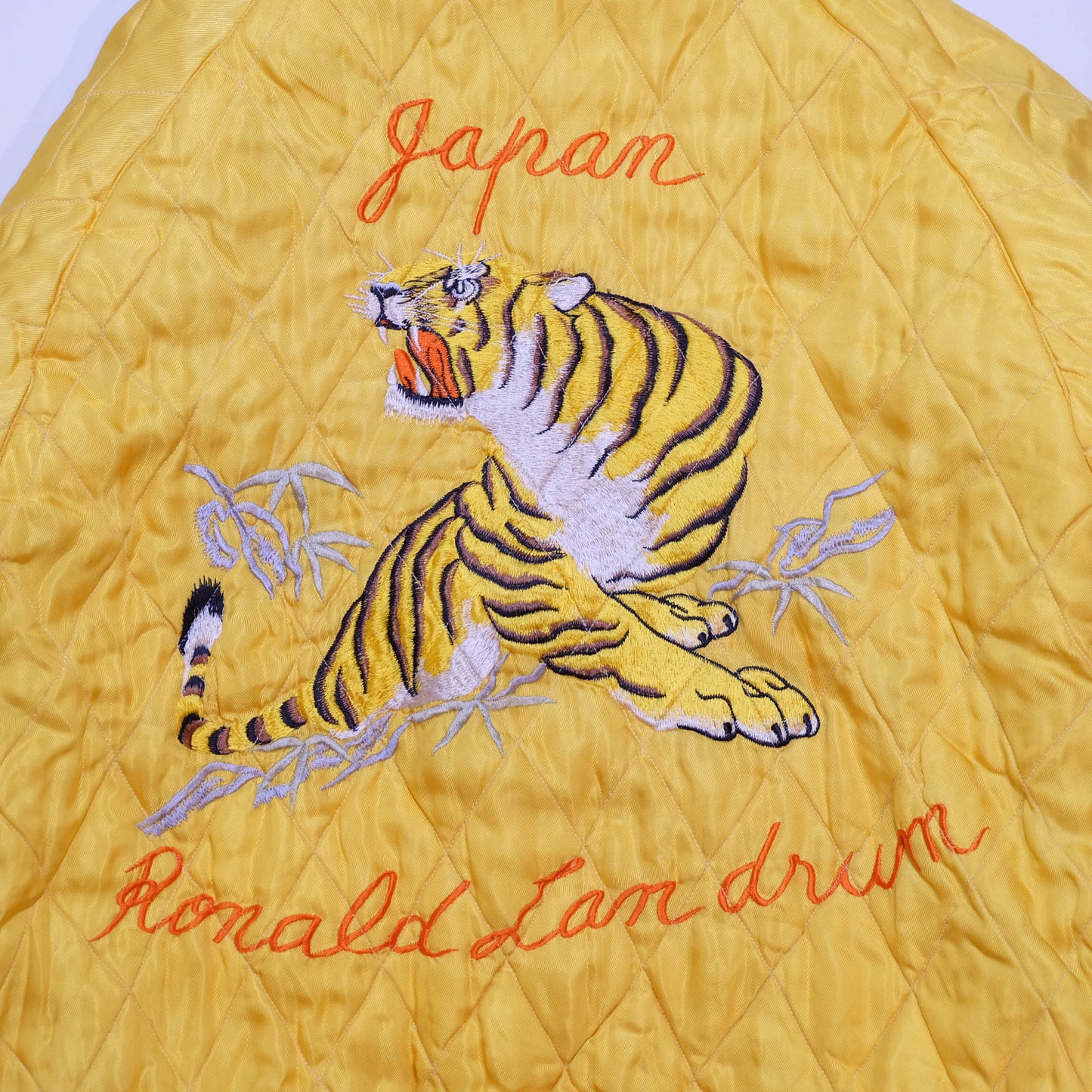 Rare Tailor Toyo Kosho TT11201 Bulldog Tiger Reversible Sukajan Jacket 2006 Yellow Quilted Velvet Japan Souvenir Bomber