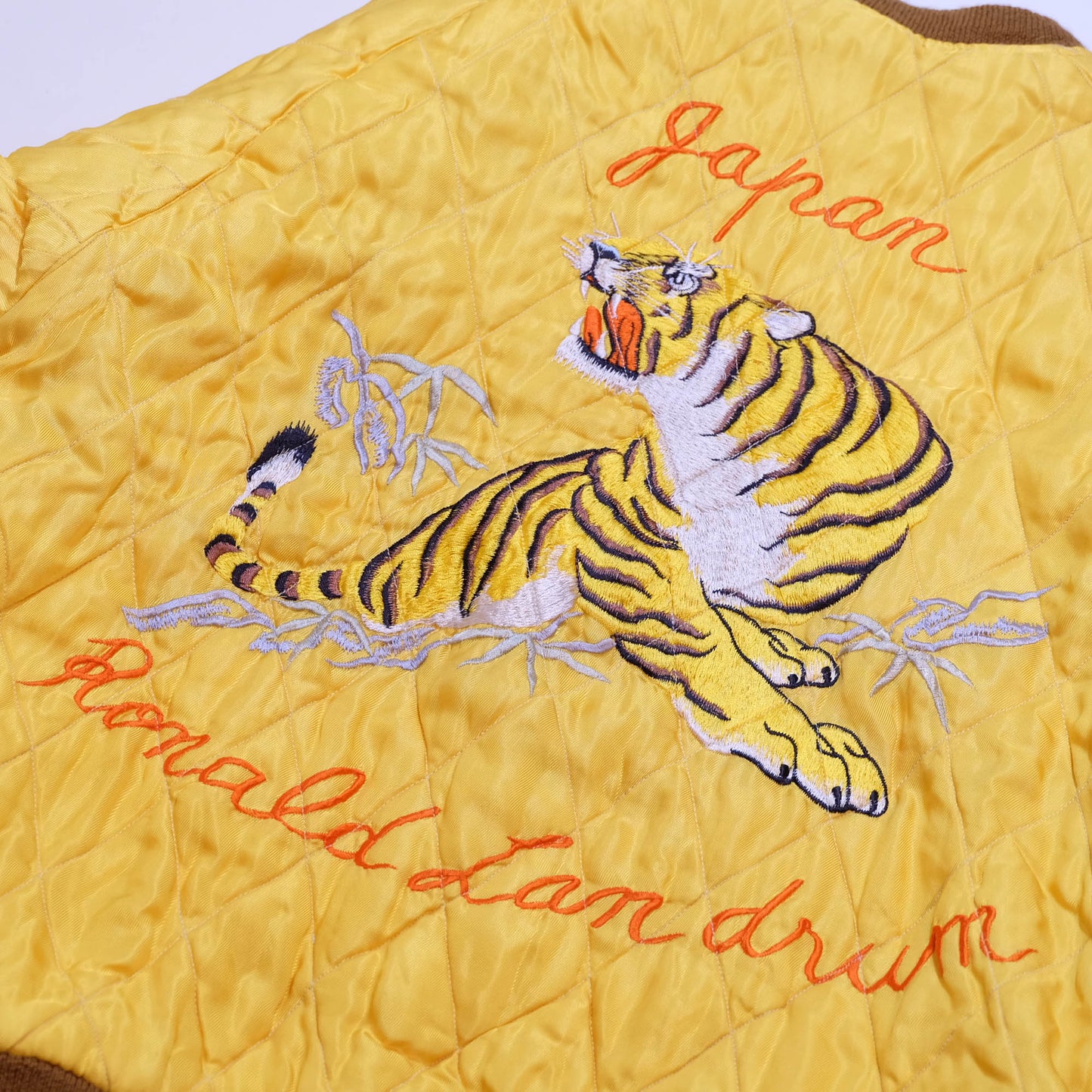 Rare Tailor Toyo Kosho TT11201 Bulldog Tiger Reversible Sukajan Jacket 2006 Yellow Quilted Velvet Japan Souvenir Bomber