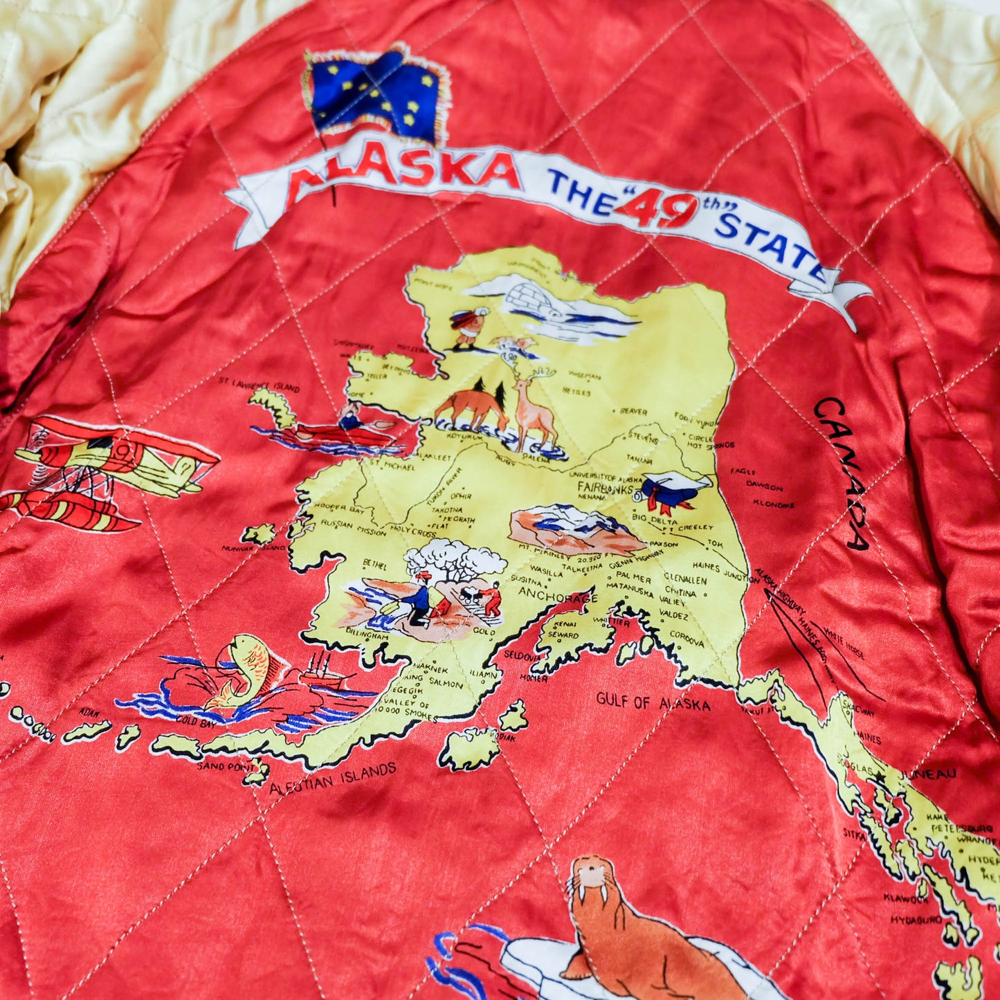 Rare 2012 Tailor Toyo KOSHO TT12679 Alaska Boy Map Reversible Sukajan Jacket Black Velvet Red Quilted Special Edition