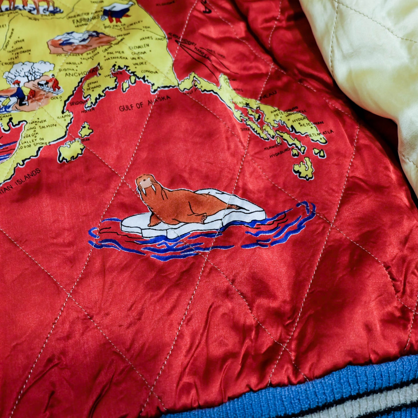 Rare 2012 Tailor Toyo KOSHO TT12679 Alaska Boy Map Reversible Sukajan Jacket Black Velvet Red Quilted Special Edition