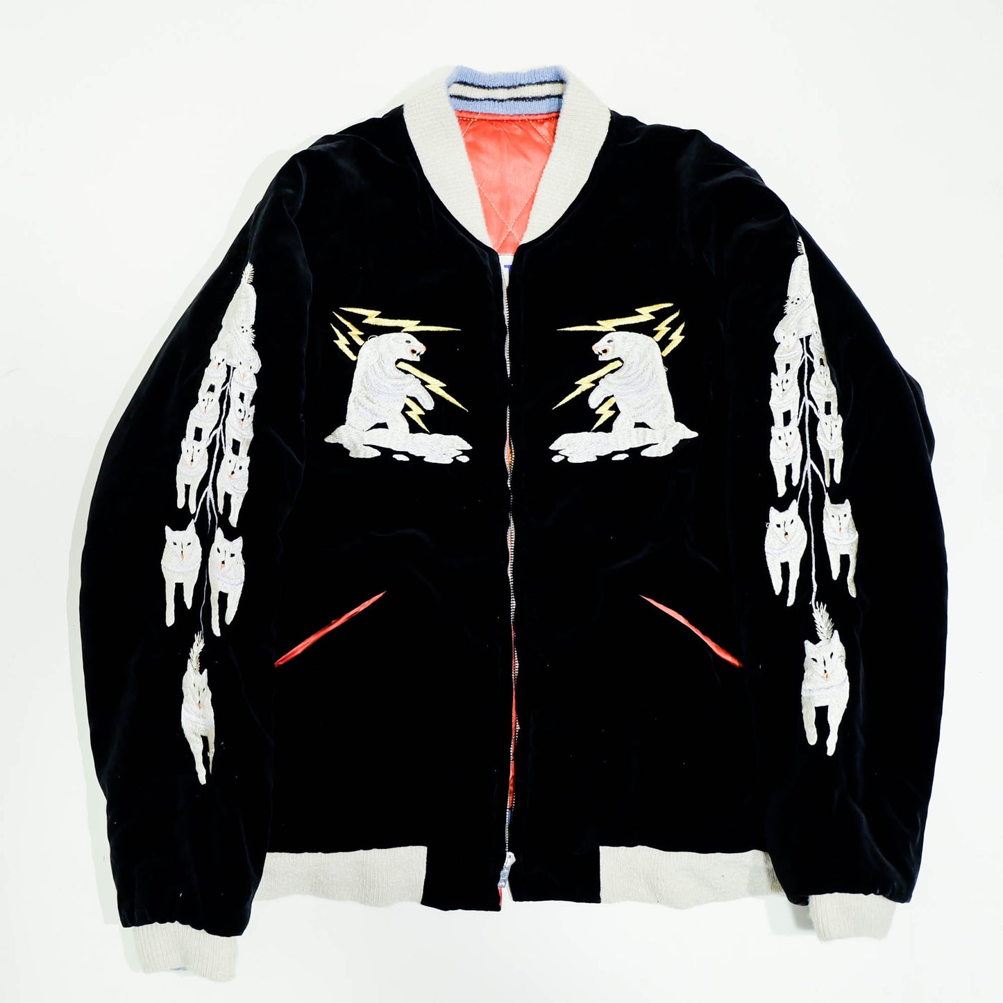 Rare 2012 Tailor Toyo KOSHO TT12679 Alaska Boy Map Reversible Sukajan Jacket Black Velvet Red Quilted Special Edition