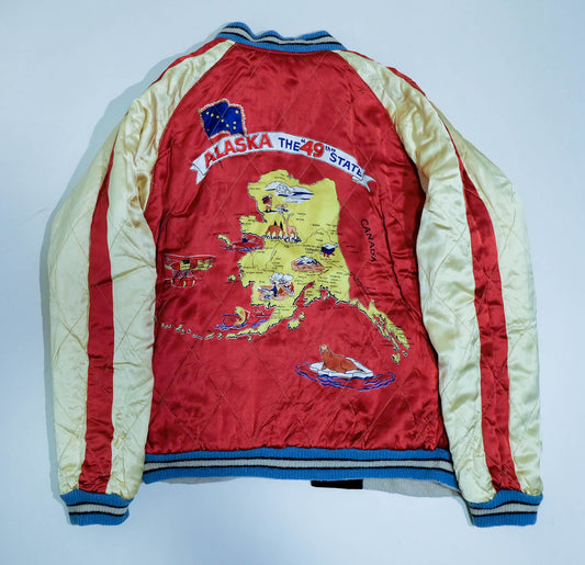 Rare 2012 Tailor Toyo KOSHO TT12679 Alaska Boy Map Reversible Sukajan Jacket Black Velvet Red Quilted Special Edition