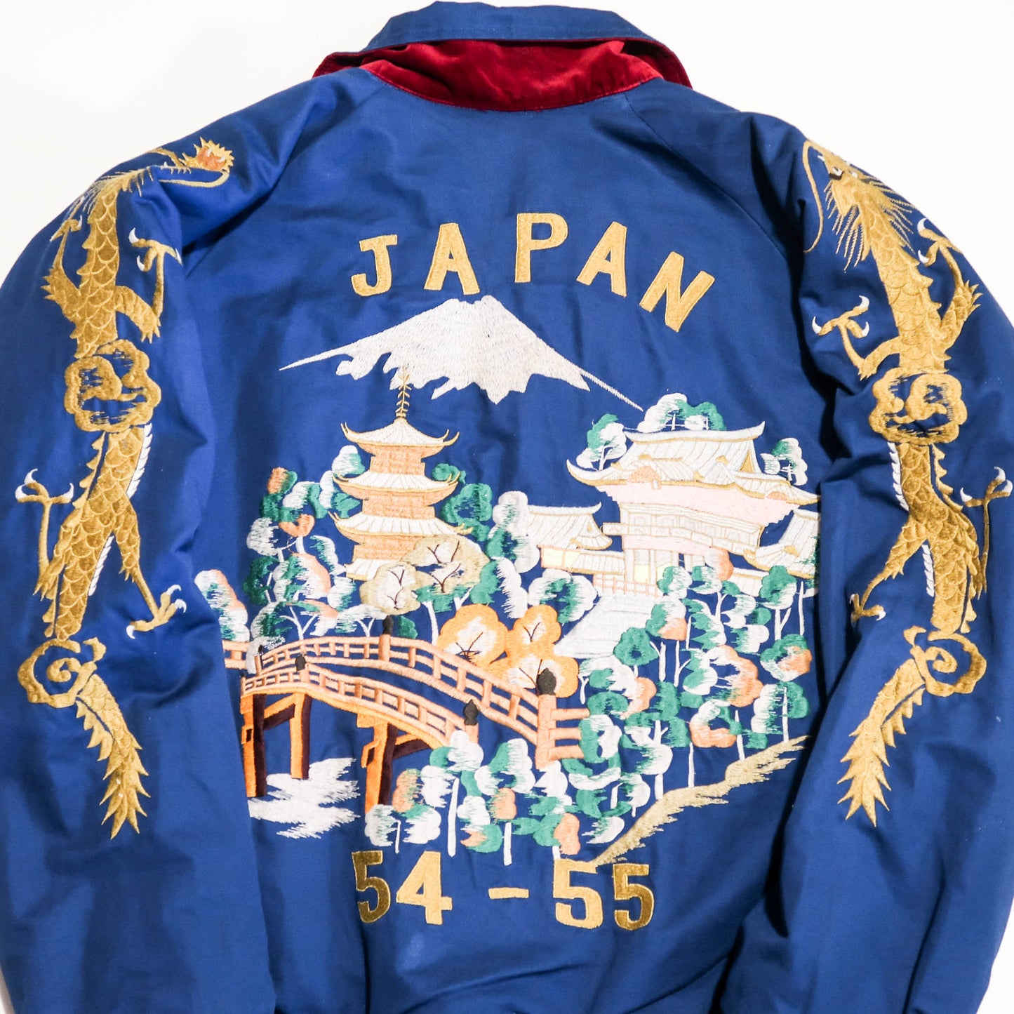 Rare Tailor Toyo U.S. Marines Iwo Jima Sukajan Reversible Japan 54-55 CHUCK Red Velvet Dragon Souvenir Jacket