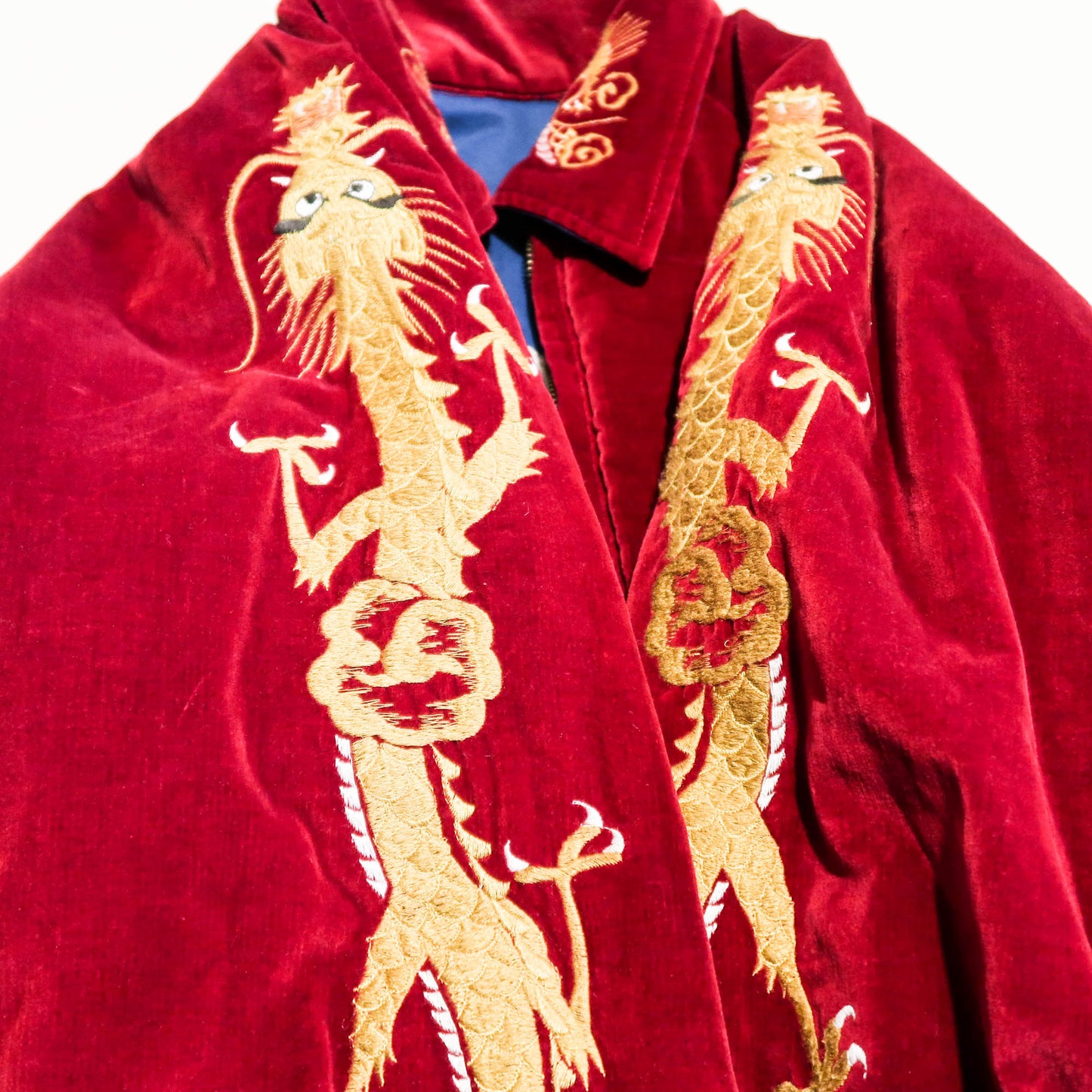 Rare Tailor Toyo U.S. Marines Iwo Jima Sukajan Reversible Japan 54-55 CHUCK Red Velvet Dragon Souvenir Jacket