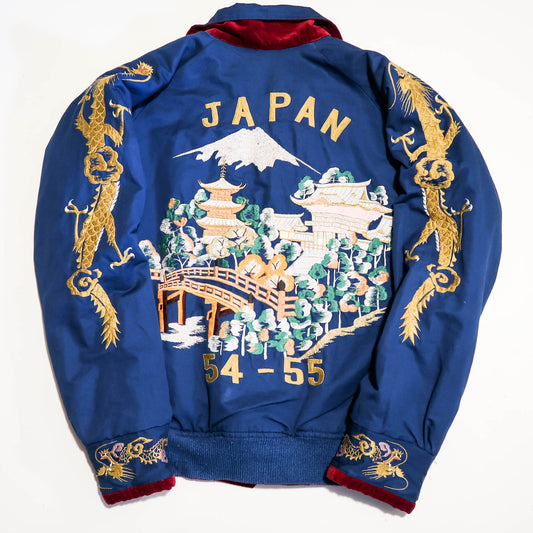 Rare Tailor Toyo U.S. Marines Iwo Jima Sukajan Reversible Japan 54-55 CHUCK Red Velvet Dragon Souvenir Jacket