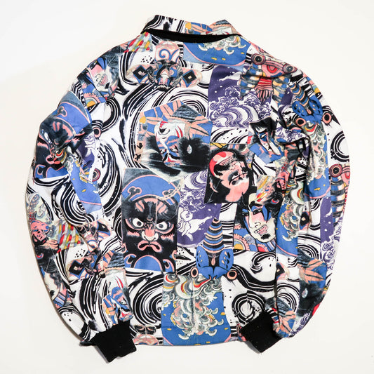 Reversible Black Velvet Dragon Sukajan Jacket – Ukiyo-e Kabuki Samurai Art Collage Japanese Souvenir Blouson