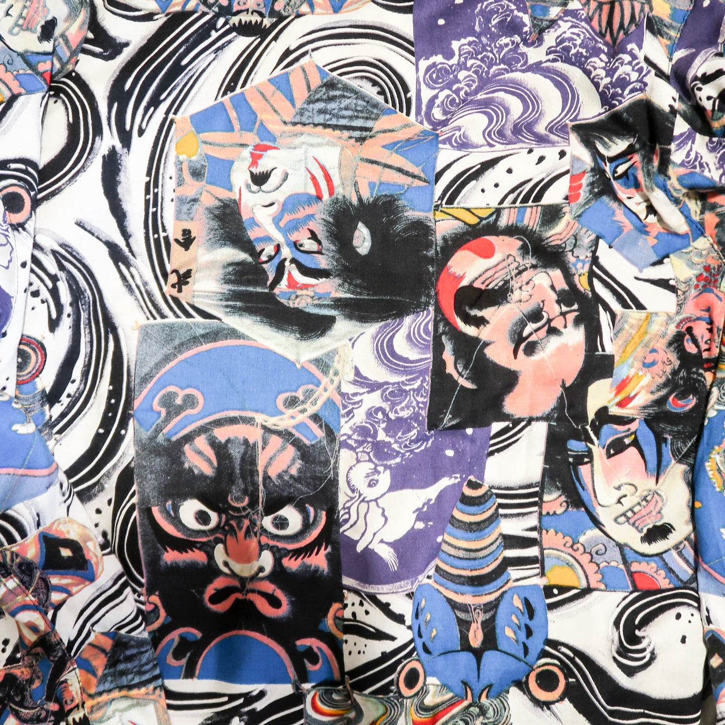 Reversible Black Velvet Dragon Sukajan Jacket – Ukiyo-e Kabuki Samurai Art Collage Japanese Souvenir Blouson
