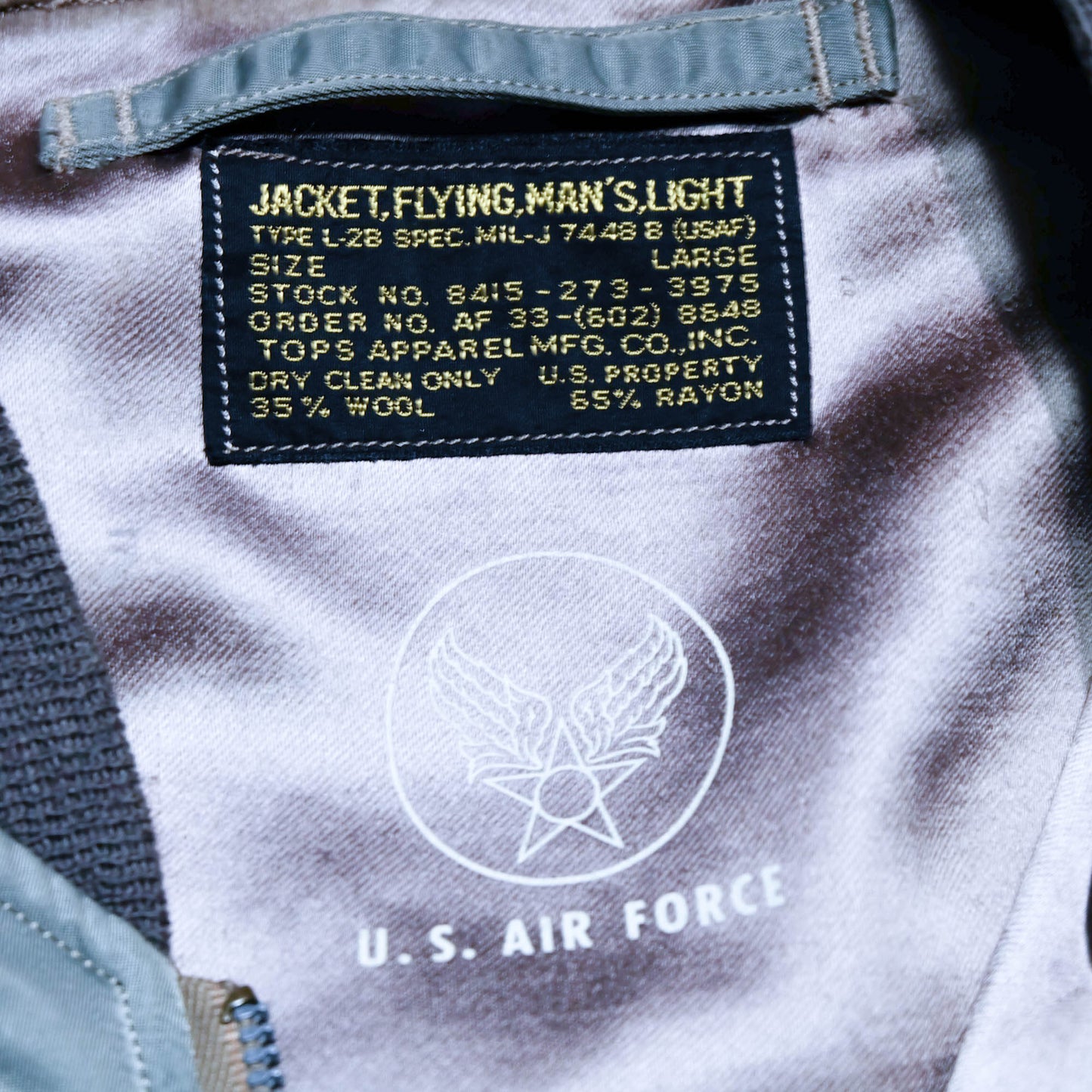 Vintage USAF L-2B Military Flight Jacket MIL-J-7448B Large