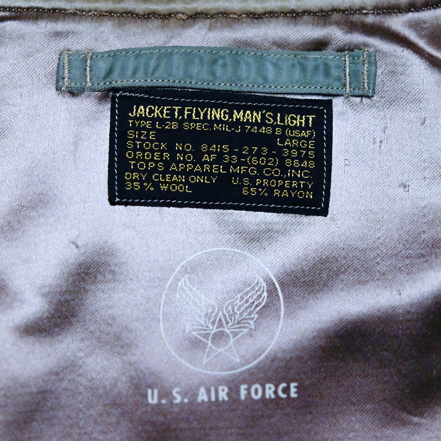 Vintage USAF L-2B Military Flight Jacket MIL-J-7448B Large