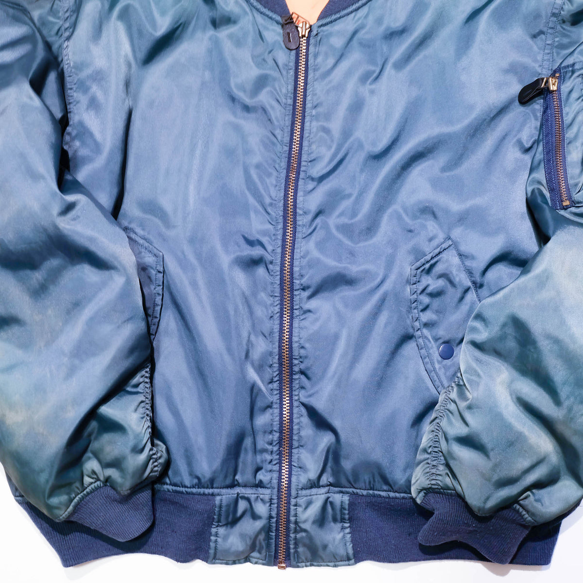 Chaqueta de vuelo de estilo MA-1 Ranford, bomber militar de nailon azul, modelo MIL-J-8279, talla L