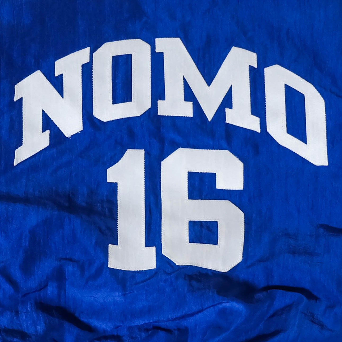 Starter Major League LA DODGERS Baseball Team Blue Japanese Player NOMO 16 Embroidered Embroidery Reversible Varsity MA-1 Bomber Jacket ( Size : L )