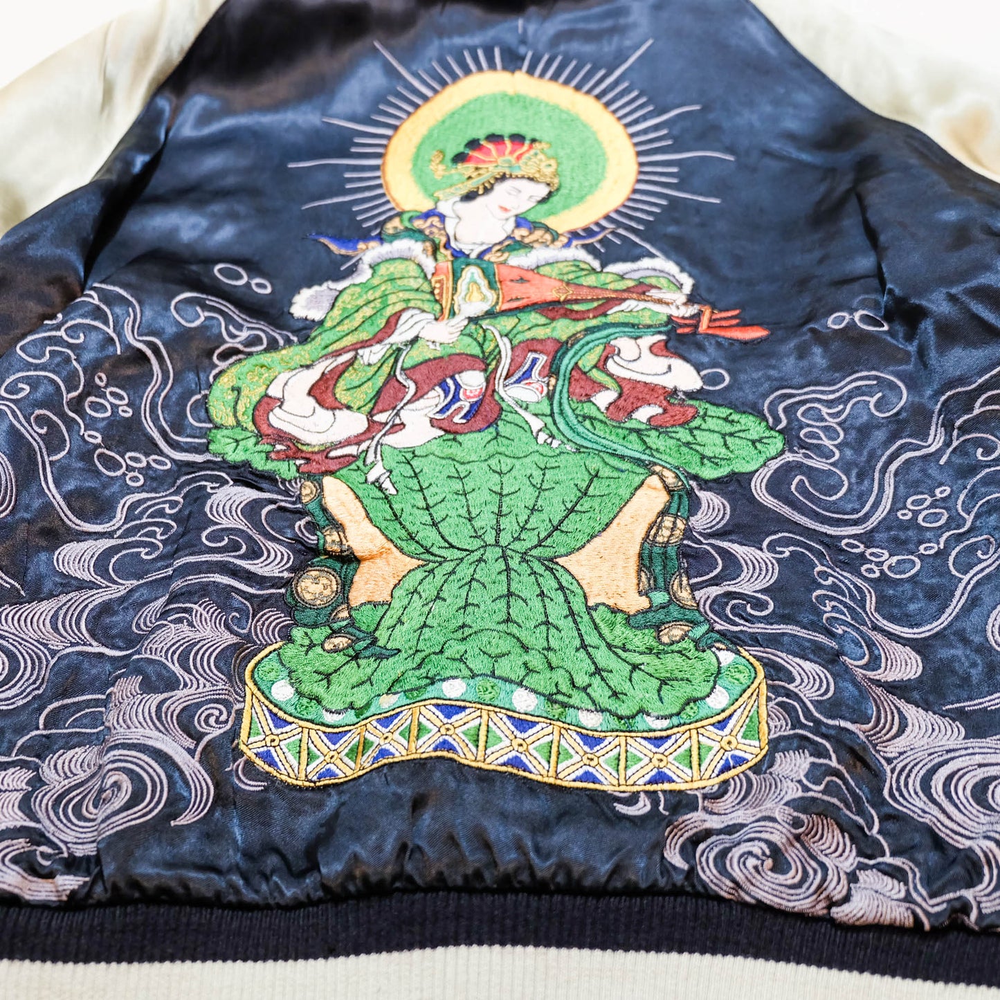 Rare 2009 SATORI Bato Kannon Benzaiten Reversible Sukajan Jacket M Japanese Buddhist Embroidered Wagara Bomber