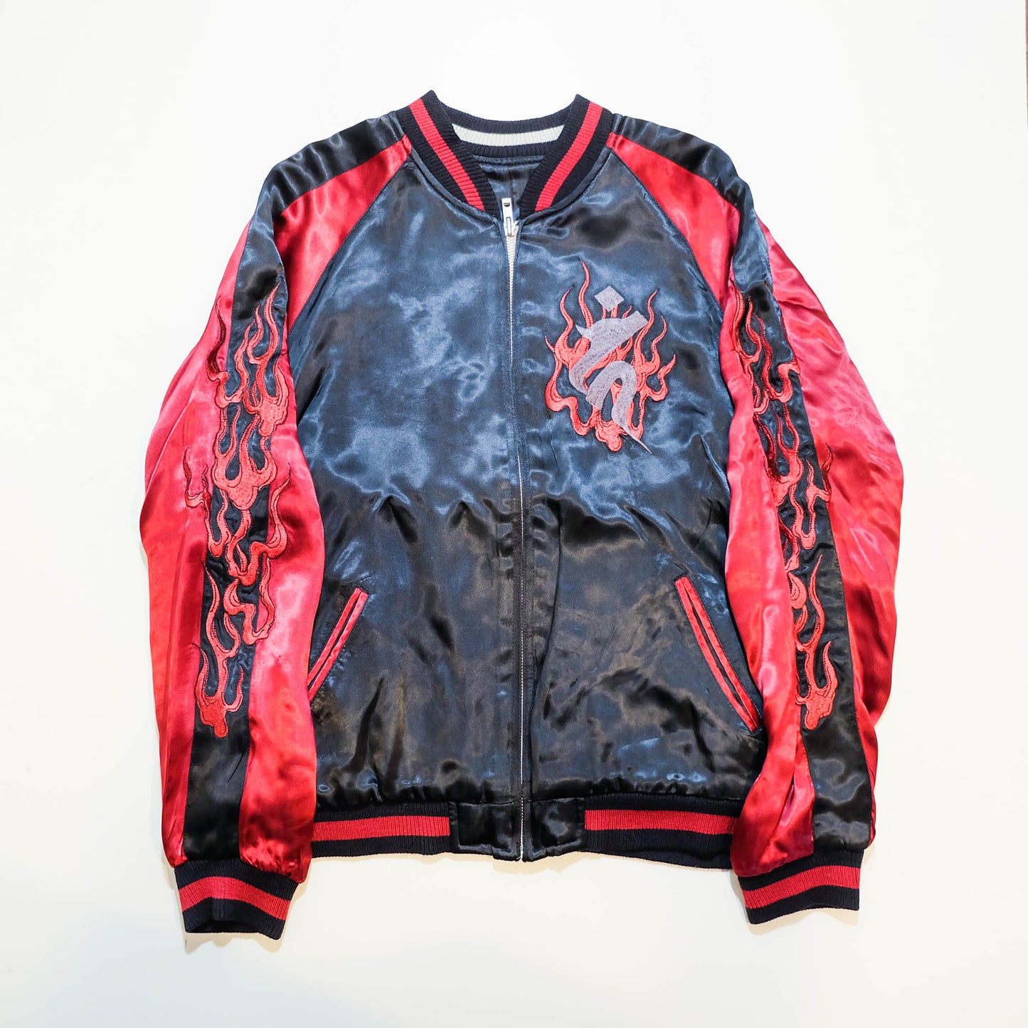 Rare 2009 SATORI Bato Kannon Benzaiten Reversible Sukajan Jacket M Japanese Buddhist Embroidered Wagara Bomber