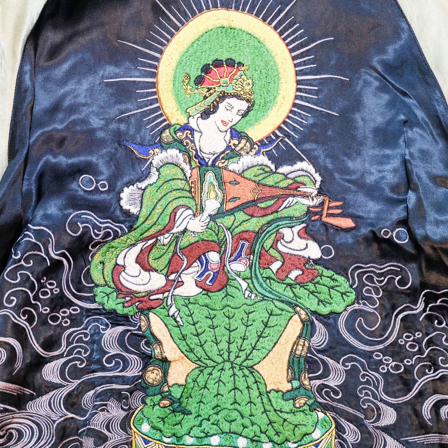Rare 2009 SATORI Bato Kannon Benzaiten Reversible Sukajan Jacket M Japanese Buddhist Embroidered Wagara Bomber