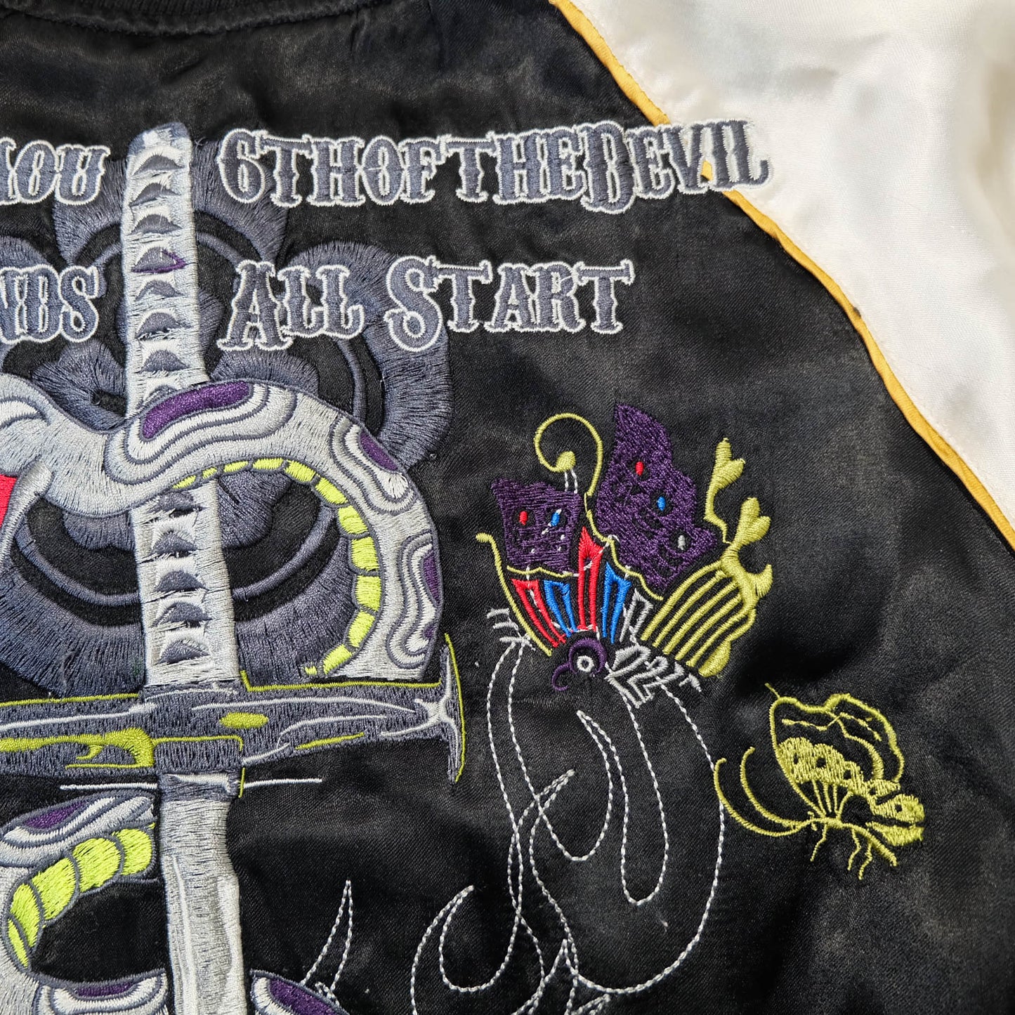 Rare 戦武 Senbu Reversible Sukajan Jacket – Dairokuten Maou Snake Sword Skull Embroidery Japanese Wagara Souvenir Bomber