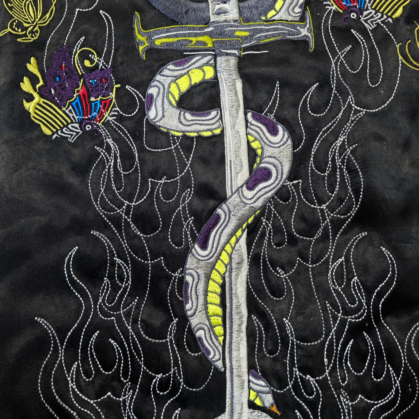 Rare 戦武 Senbu Reversible Sukajan Jacket – Dairokuten Maou Snake Sword Skull Embroidery Japanese Wagara Souvenir Bomber
