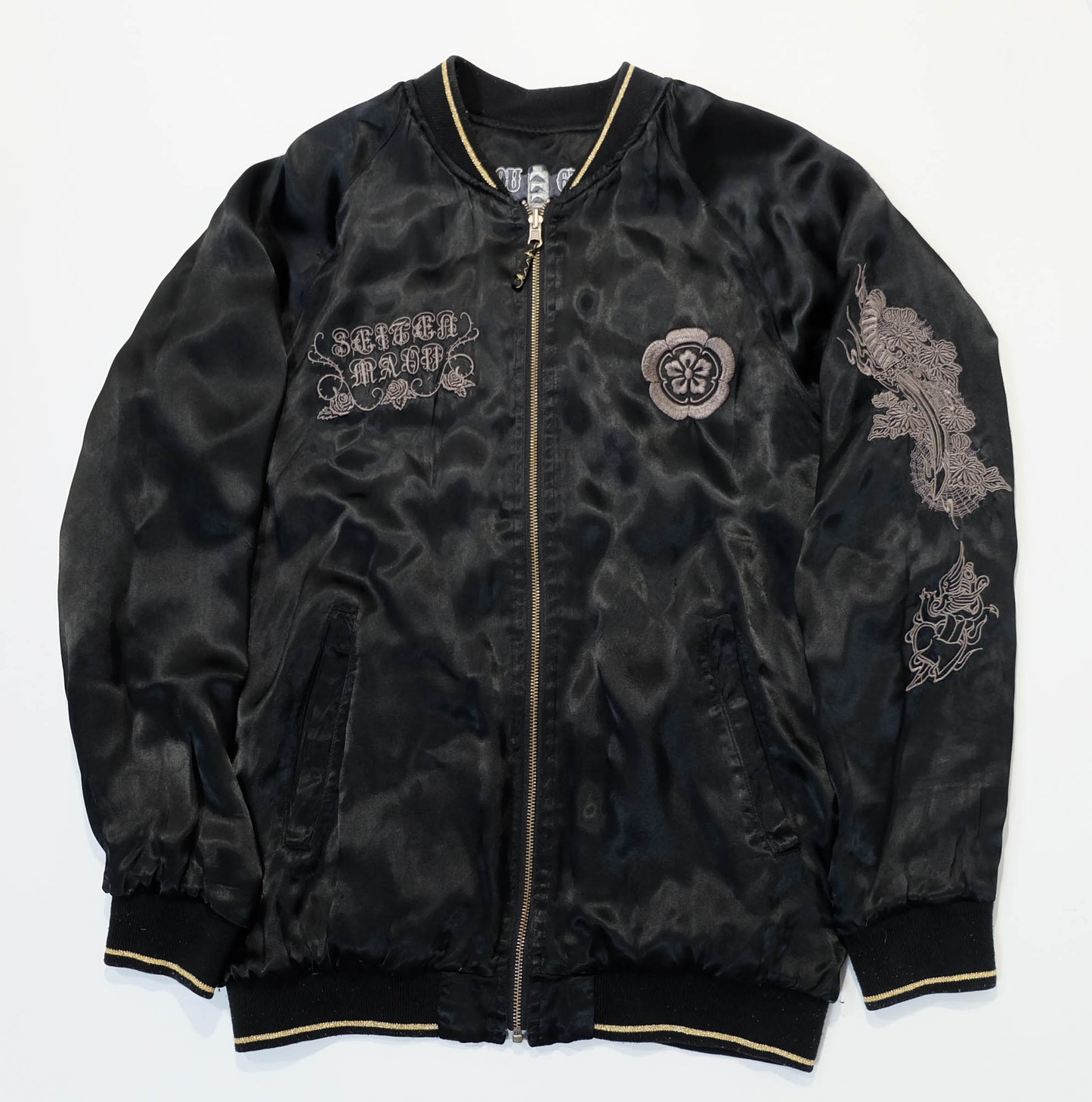 Rare 戦武 Senbu Reversible Sukajan Jacket – Dairokuten Maou Snake Sword Skull Embroidery Japanese Wagara Souvenir Bomber