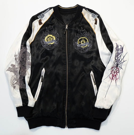Rare 戦武 Senbu Reversible Sukajan Jacket – Dairokuten Maou Snake Sword Skull Embroidery Japanese Wagara Souvenir Bomber