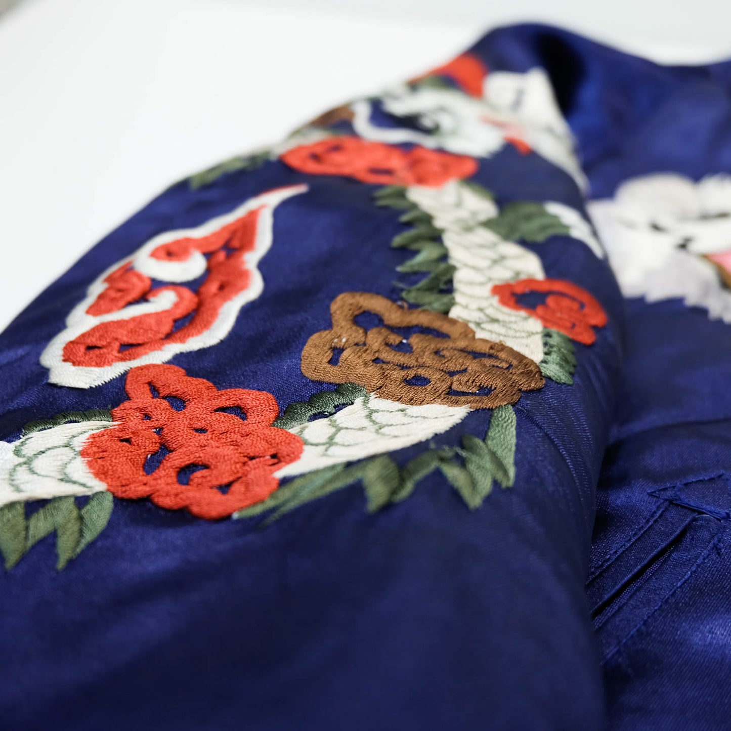 Rare Purple Yokosuka Souvenir Bomber Jacket with White Tiger, Dragon, Maiko, Geisha, and Traditional Japanese Scenic Embroidery