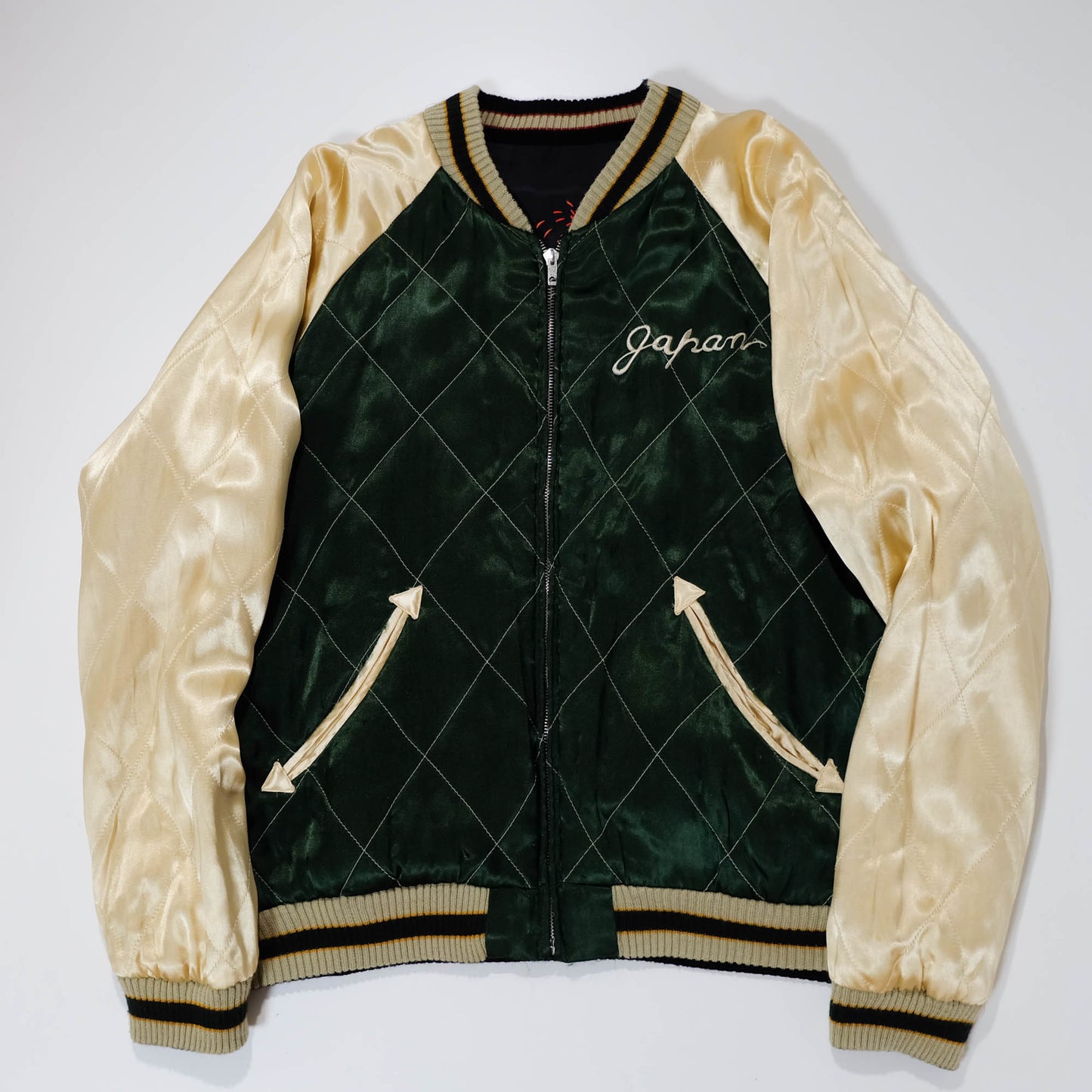 Cropped Heads Reversible Sukajan Jacket Maiko Geisha Mt Fuji Pagoda Sakura Japan Size M