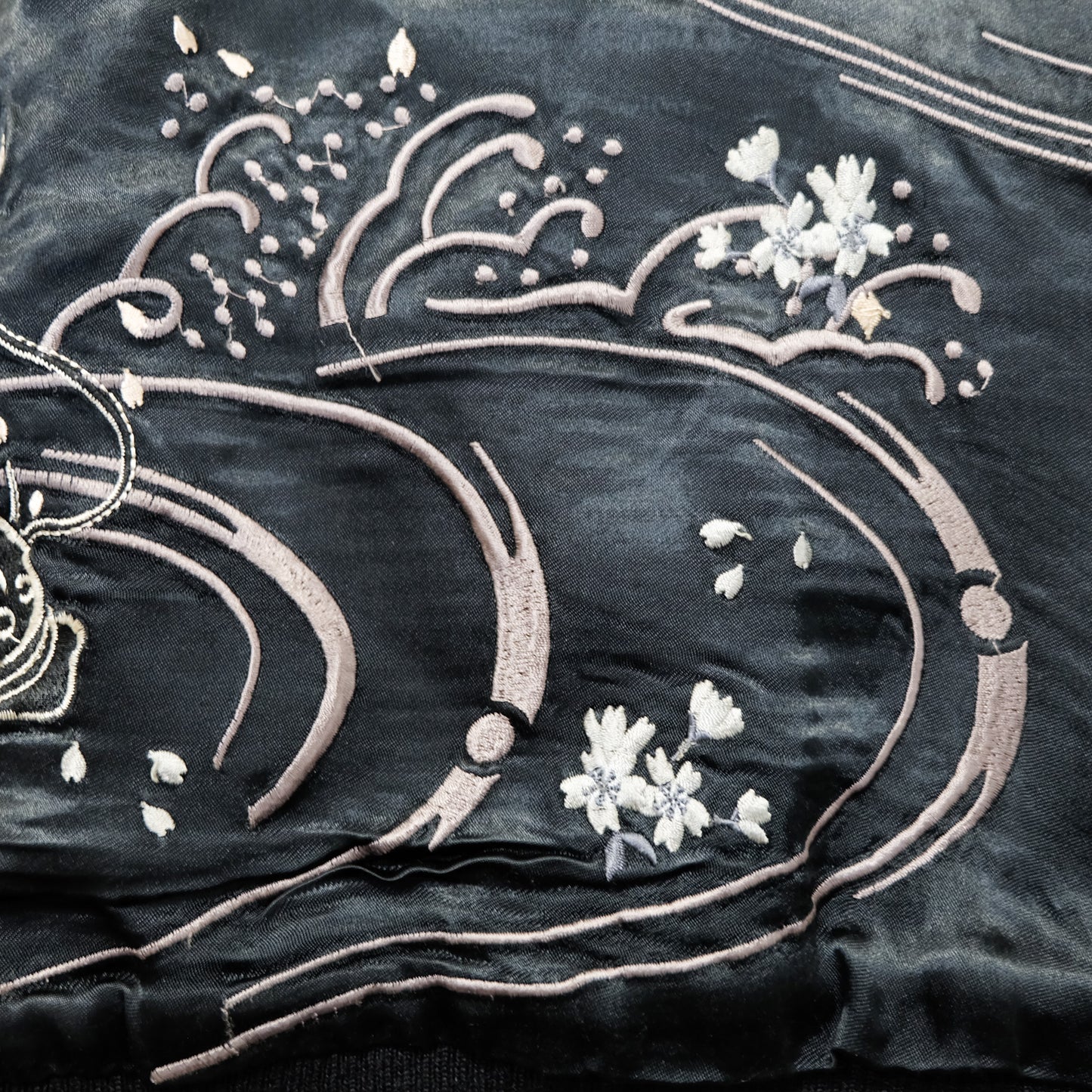 SATORI Japanese Japan Biker Yakuza Yanki Gangster Koi FIsh Dragon Flowers Sakura Cherry Blossoms Soga Ukiyoe Tattoo Art Design Embroidered Embroidery Reversible Sukajan Souvenir Sukajum Skajum Yokosuka Jumper Bomber Jacket ( Size : L )