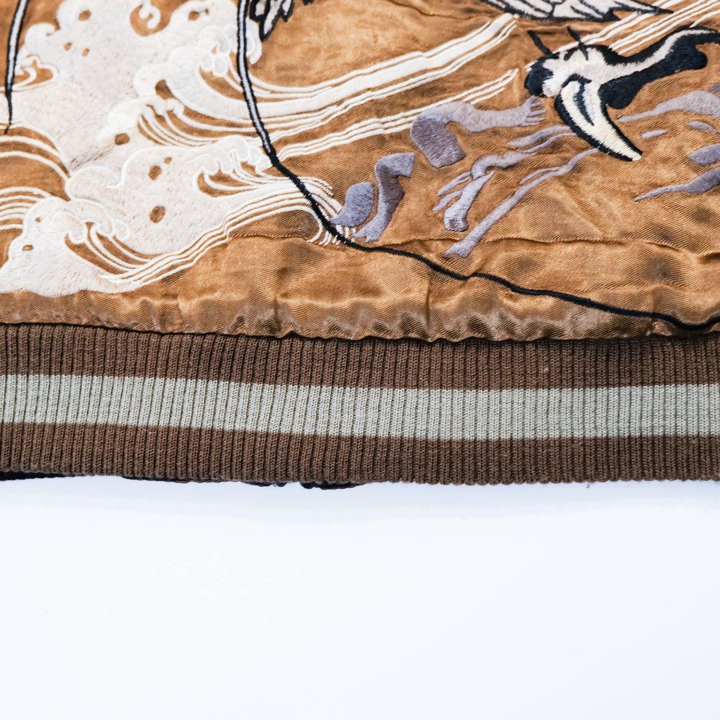 SATORI Reversible Sukajan Size L – Double Dragon × Koi Carp Sakura Japanese Embroidered Souvenir Jacket