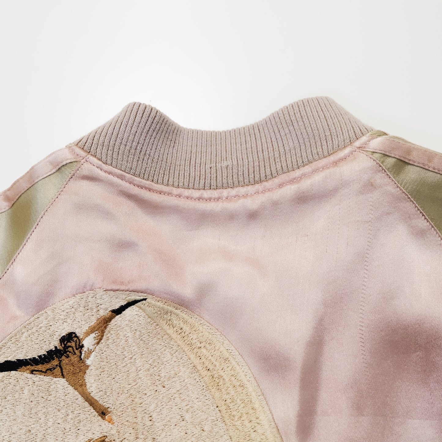 Vintage Reversible Sukajan Jacket M Swallow Wild Goose Embroidery Pink Gold Brocade Japanese Souvenir Bomber Tamashii Reversible Sukajan Jacket L Dragon Fuji Goldfish Lotus Embroidered Japanese Souvenir Bomber (Copy)