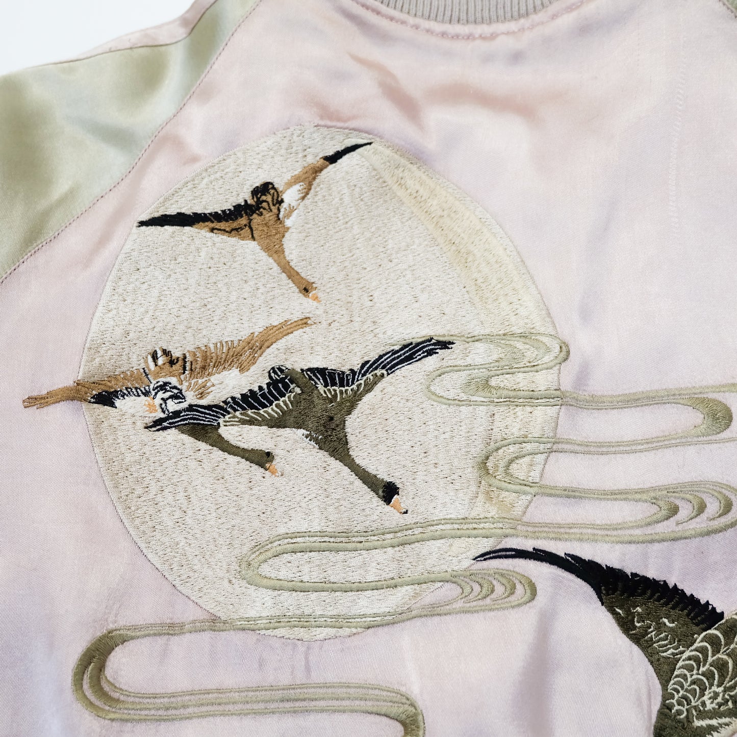 Vintage Reversible Sukajan Jacket M Swallow Wild Goose Embroidery Pink Gold Brocade Japanese Souvenir Bomber Tamashii Reversible Sukajan Jacket L Dragon Fuji Goldfish Lotus Embroidered Japanese Souvenir Bomber (Copy)