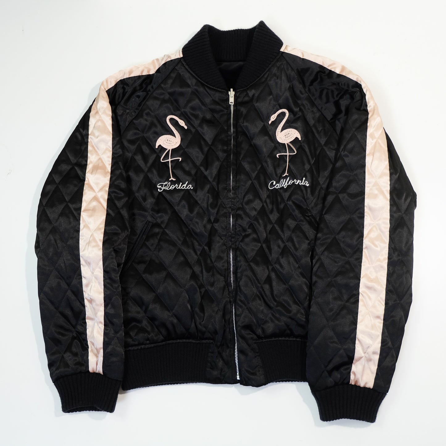 Golden Lobby Blue Velvet’s 15th Anniversary Reversible Sukajan Size 38 S – Japan Bomber Mt Fuji & Florida Flamingo Velvet Jacket