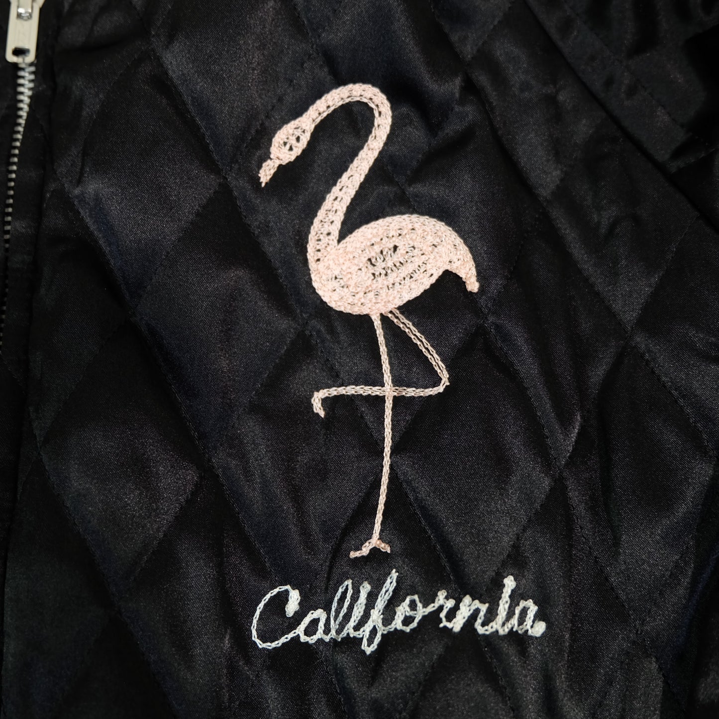 Golden Lobby Blue Velvet’s 15th Anniversary Reversible Sukajan Size 38 S – Japan Bomber Mt Fuji & Florida Flamingo Velvet Jacket