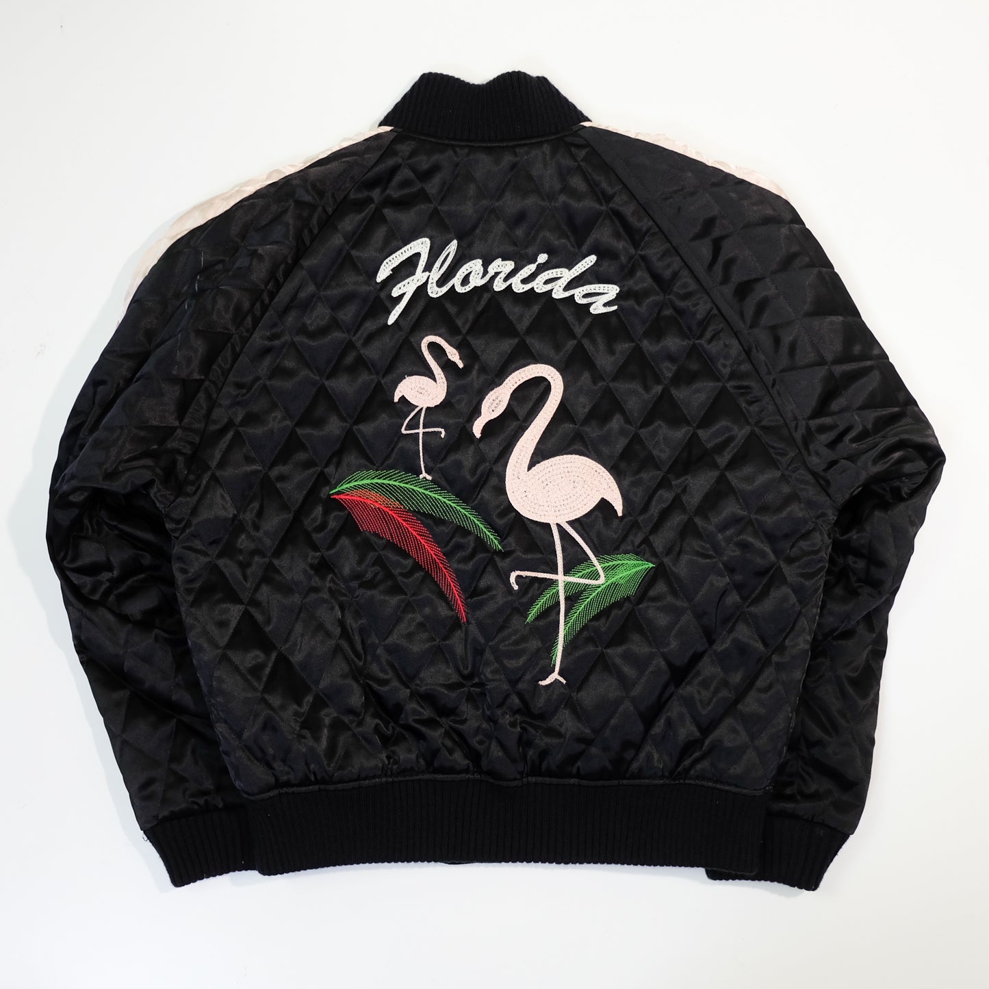 Golden Lobby Blue Velvet’s 15th Anniversary Reversible Sukajan Size 38 S – Japan Bomber Mt Fuji & Florida Flamingo Velvet Jacket