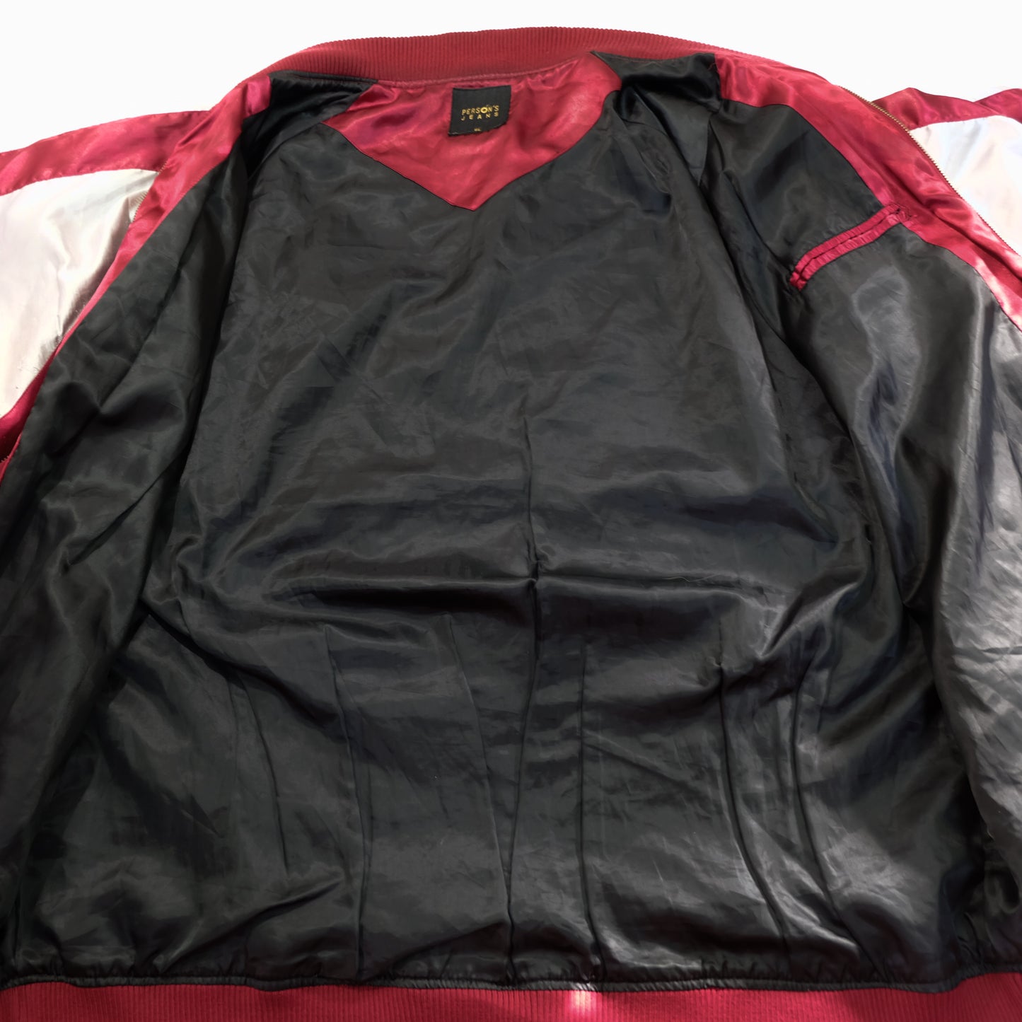 Japanese Hawaiian Souvenir Bomber Jacket with Hula Dancer, Hibiscus, Pineapple, Palm Trees & Hawaiian Islands Embroidery