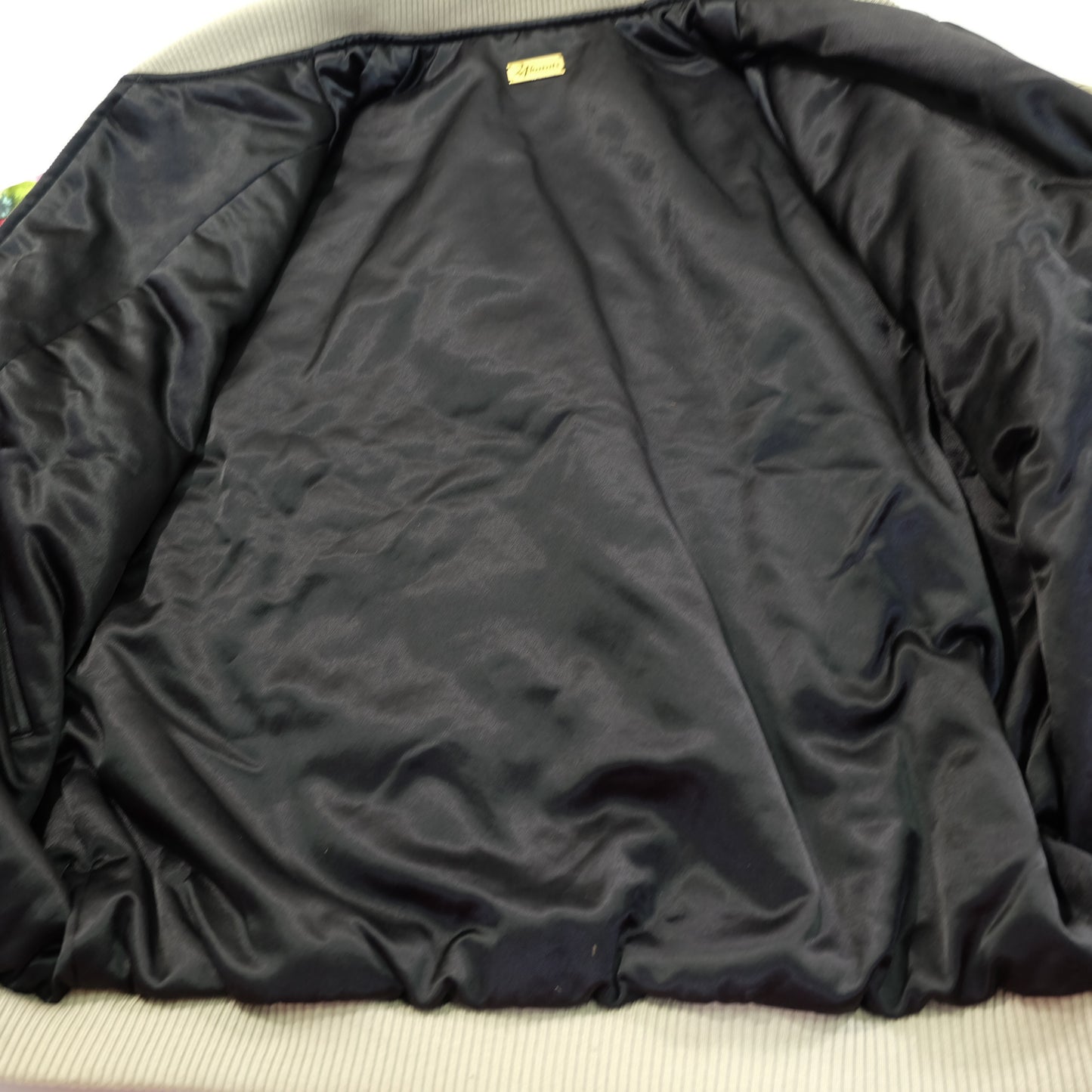 EXILE 24karats Luxury Japanese Embroidery Jacket with Flying Cranes, Lotus Flowers & Black Satin Reverse