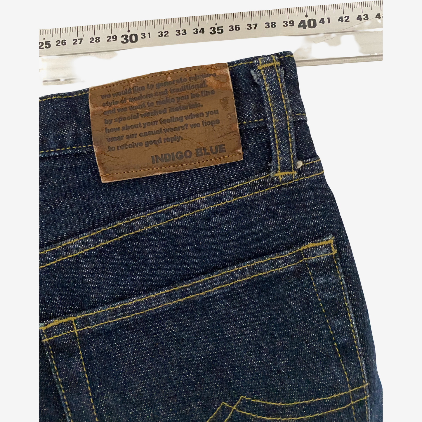 Vintage Indigo Blue Hand Painted Eagle & Mount Fuji Japanese Denim Jeans | Artist Painted Japanese Jeans | Biker Selvedge Style Denim | Size 33