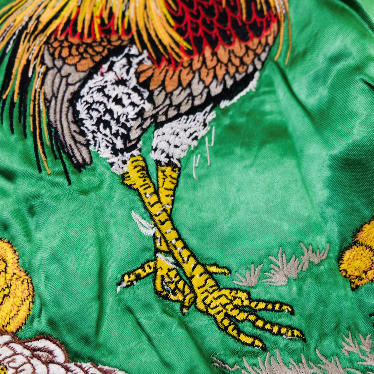 IOLANI Vintage Japanese Sukajan Jacket Rooster Chicken Embroidery Reversible Souvenir Bomber Tour Jacket Green Navy Zodiac Y2K