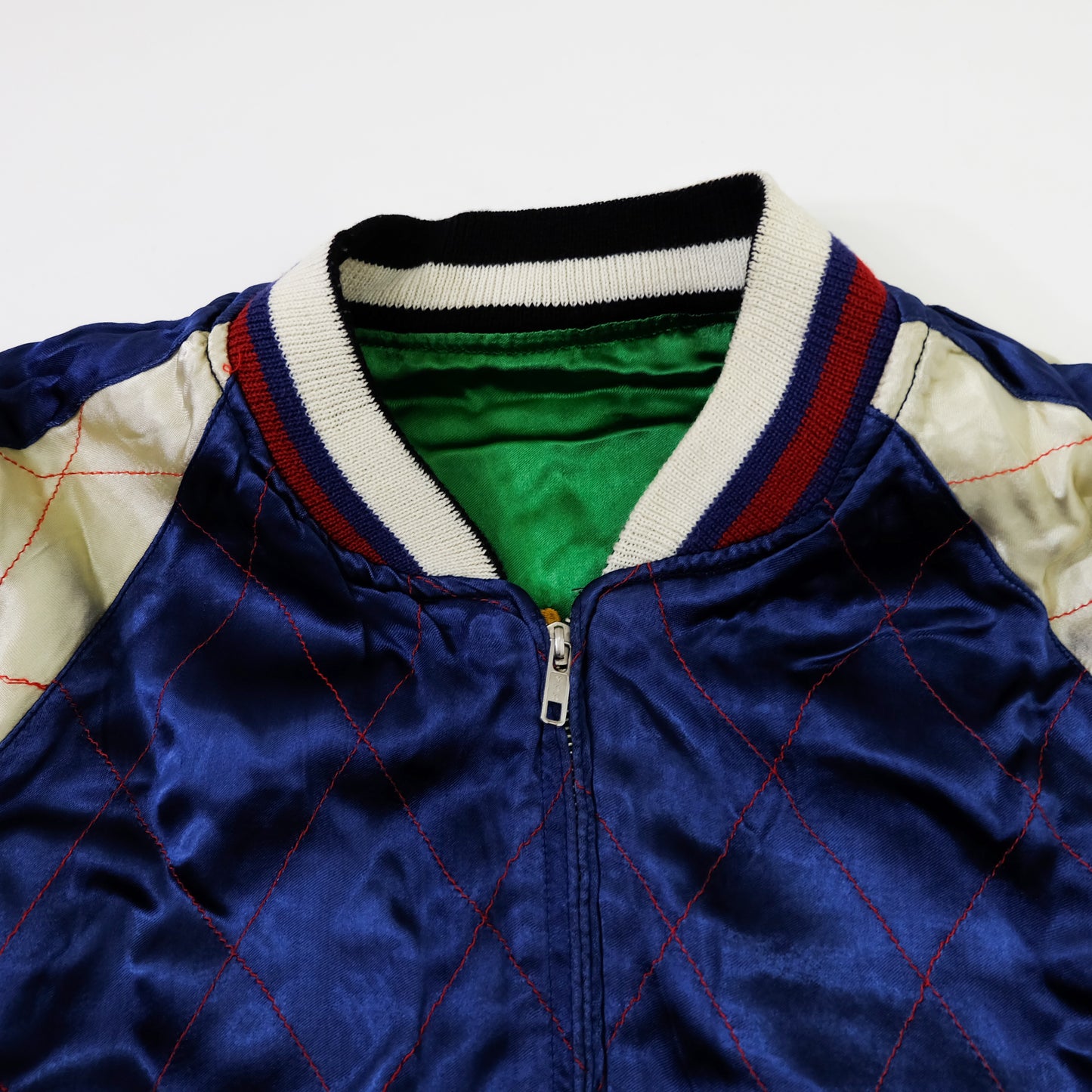 IOLANI Vintage Japanese Sukajan Jacket Rooster Chicken Embroidery Reversible Souvenir Bomber Tour Jacket Green Navy Zodiac Y2K