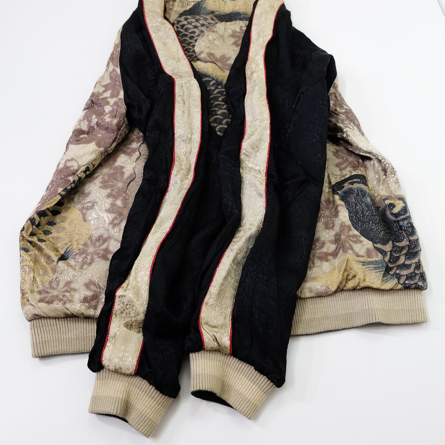 Hyakka Ryoran Reversible Dragon & Giant Koi Sukajan Jacket M | Japanese Embroidered Yokosuka Souvenir Bomber